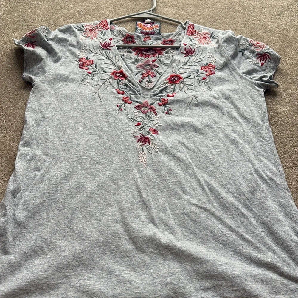 Gray Floral Embroidered Women's Top - Picture 5 of 5